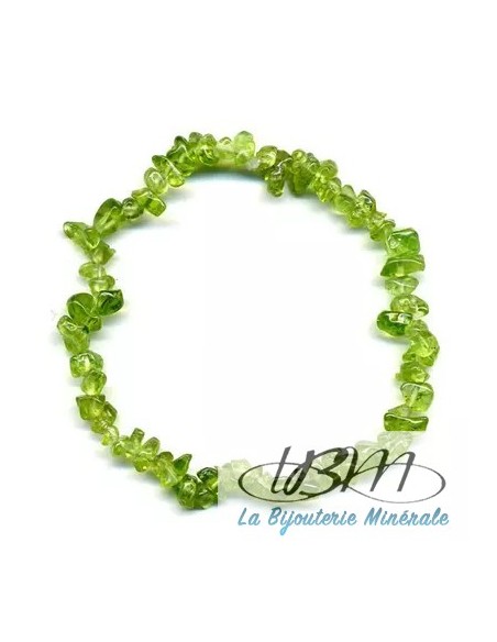 Bracelet baroque en chips de pierres roulées naturelles peridot par La Bijouterie Minérale