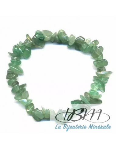 Bracelet baroque en chips de pierres roulées naturelles d'aventurine verte par La Bijouterie Minérale