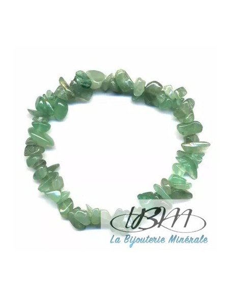 Bracelet baroque en chips de pierres roulées naturelles d'aventurine verte par La Bijouterie Minérale
