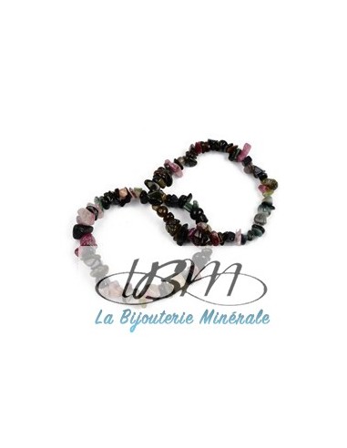 Bracelet baroque en chips de pierres roulées naturelles de tourmaline arc en ciel par La Bijouterie Minérale