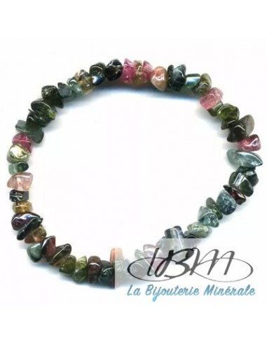 Bracelet baroque en chips de tourmaline rainbow naturelle par La Bijouterie Minérale