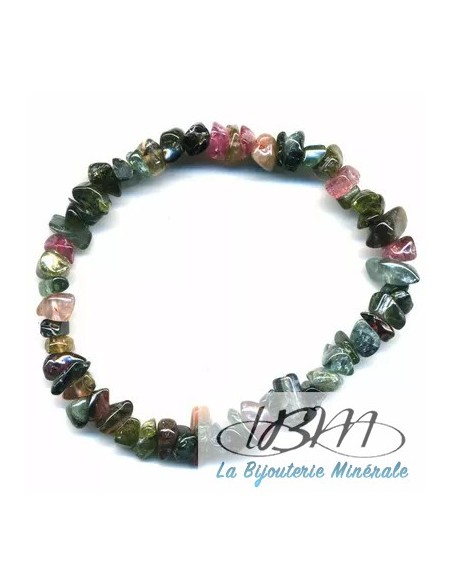 Bracelet baroque en chips de tourmaline rainbow naturelle par La Bijouterie Minérale