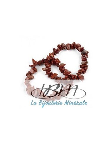 Bracelet baroque en chips de pierres roulées naturelles en jaspe rouge par La Bijouterie Minérale