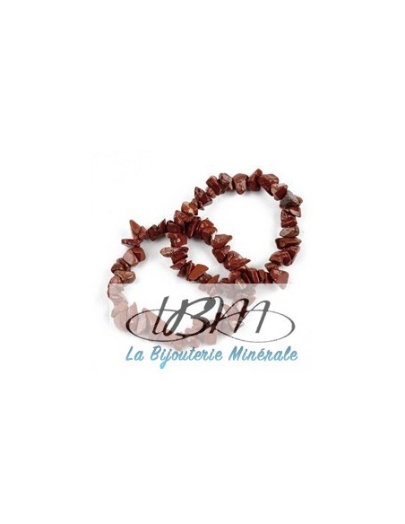 Bracelet baroque en chips de pierres roulées naturelles en jaspe rouge par La Bijouterie Minérale