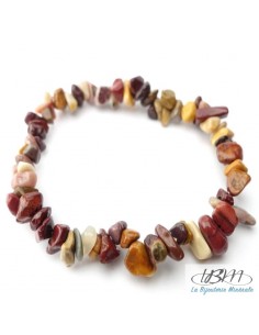 Bracelet baroque en chips de pierres roulées naturelles en Jaspe Mookaite par La Bijouterie Minérale