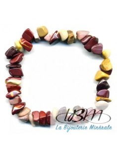Bracelet baroque en chips de pierres roulées naturelles en Jaspe Mookaite par La Bijouterie Minérale 2