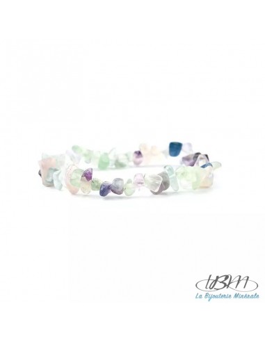 Bracelet baroque en chips de pierres roulées naturelles Fluorite rainbow verte par La Bijouterie Minérale