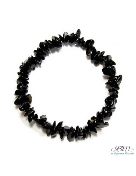 Bracelet baroque en chips de pierres roulées naturelles d'Onyx par La Bijouterie Minérale
