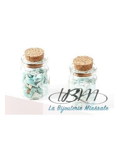 Bouteille de chips de pierres roulées d'Amazonite par La Bijouterie Minérale