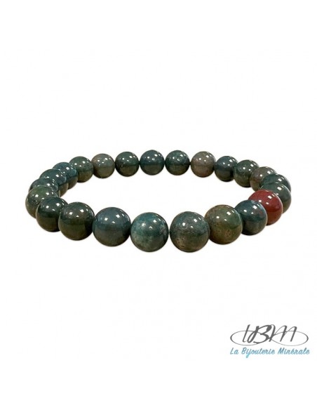 Bracelet standard-perles de 8mm pierre de sang par La Bijouterie Minérale