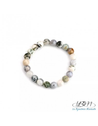Bracelet standard-perles de 8mm en agate arbre par La Bijouterie Minérale