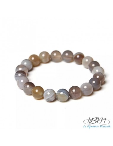 Bracelet standard-perles de 8mm d'agate grise par La Bijouterie Minérale