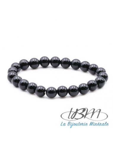 Bracelet standard-perles de 8mm en obsidienne noir par La Bijouterie Minérale