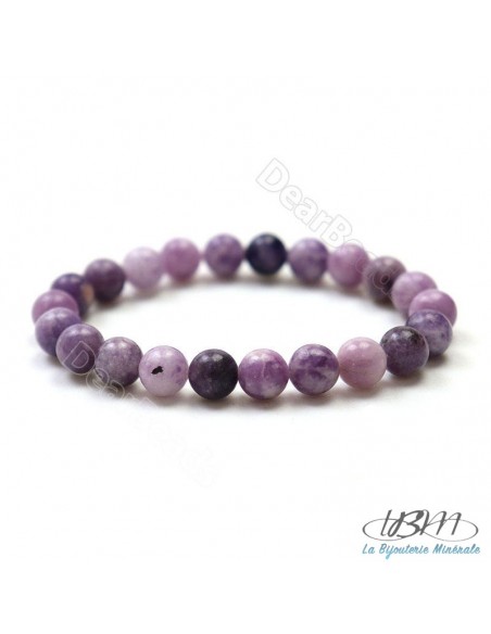 Bracelet standard en perles de 8mm de Lépidolite par La Bijouterie Minérale