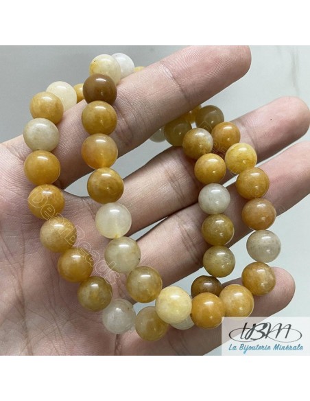 Bracelet standard-perles de 8mm-en Jade Jaune Foncé par La Bijouterie Minérale