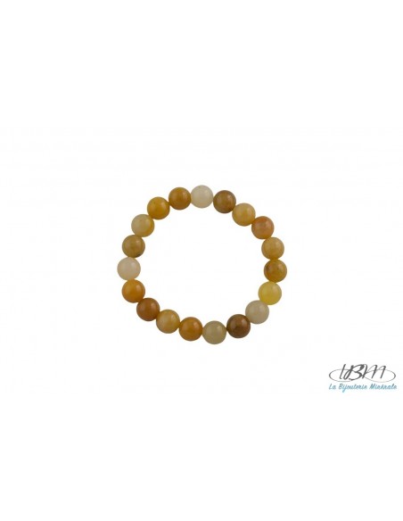 Bracelet standard-perles de 8mm-en Jade Jaune Foncé par La Bijouterie Minérale