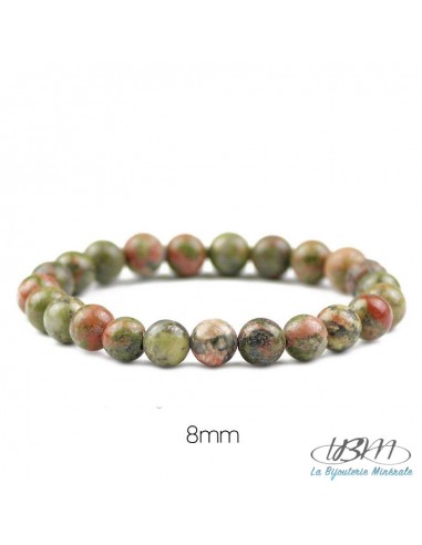 Bracelet en perle d'Unakite 8mm pour info par La Bijouterie Minérale
