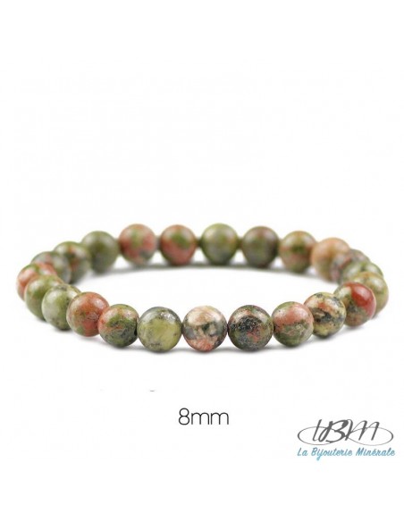 Bracelet en perle d'Unakite 8mm pour info par La Bijouterie Minérale