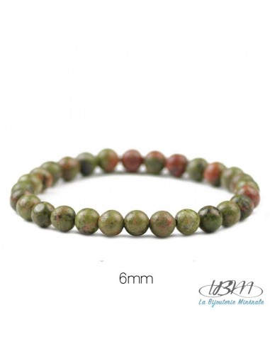 Bracelet en perle d'Unakiteen perle de 6 mm pour info par La Bijouterie Minérale