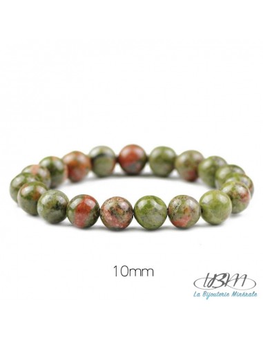 Bracelet en perle d'Unakite en 10 mm pour info par La Bijouterie Minérale