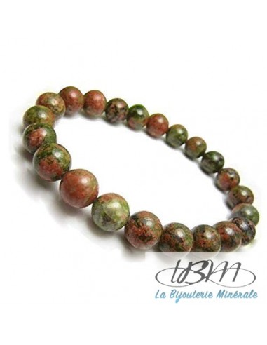 Bracelet en perle d'Unakite 8 mm par La Bijouterie Minérale