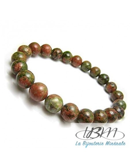 Bracelet en perle d'Unakite 8 mm par La Bijouterie Minérale