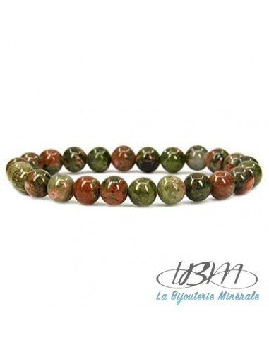 Bracelet en perle de 8 mm d'Unakite par La Bijouterie Minérale