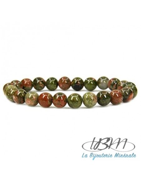 Bracelet en perle de 8 mm d'Unakite par La Bijouterie Minérale