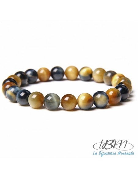Bracelet-perles de 8mm oeil de tigre type Dream par La Bijouterie Minérale