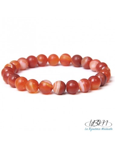 Bracelet-perles de 8mm agate à bandes rouges par La Bijouterie Minérale