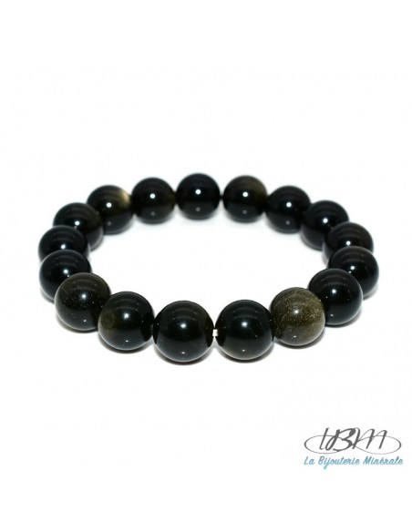 Bracelet en perles de 6, 8, 10, 12 ou 14mm en Obsidienne-gold par La Bijouterie Minérale