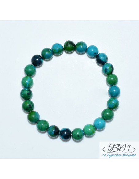 Bracelet-perles de 4,6,8,10 mm en  Chrysocolle par La Bijouterie Minérale