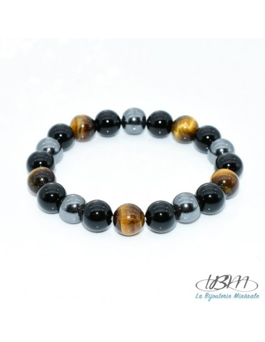 Bracelet-perles de 6, 8 ou 10 mm en  Hématite Obsidienne Oeil de tigre par La Bijouterie Minérale