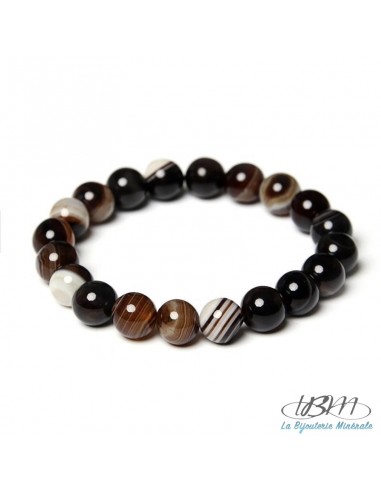Bracelet-perles de 6, 8 ou 10 mm Agate à bande-café par La Bijouterie Minérale