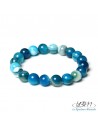 Braceletde perles d'agates à rayures bleue par La Bijouterie Minérale