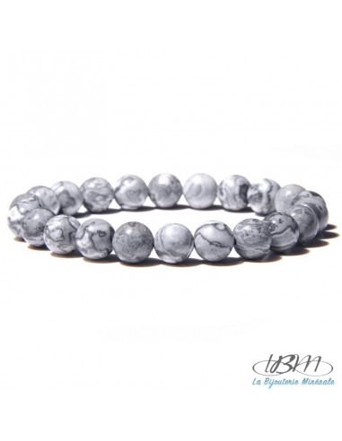 Bracelet-perles de 8mm-jaspe map gris par La Bijouterie Minérale