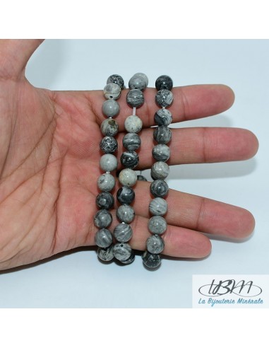 Bracelet-perles de 6, 8 ou 10 mm Jaspe Map par La Bijouterie Minérale