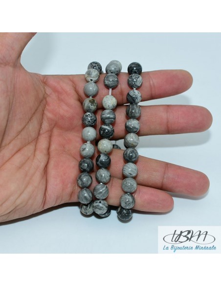 Bracelet-perles de 6, 8 ou 10 mm Jaspe Map par La Bijouterie Minérale