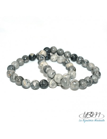 Bracelet-perles de 6, 8 ou 10 mm Jaspe Map par La Bijouterie Minérale