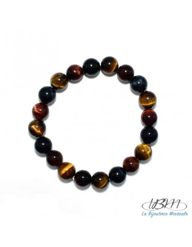 Bracelet-perles de 4,6,8,10  ou 12mm en Oeil de tigre Jaune bleu et rouge par La Bijouterie Minérale