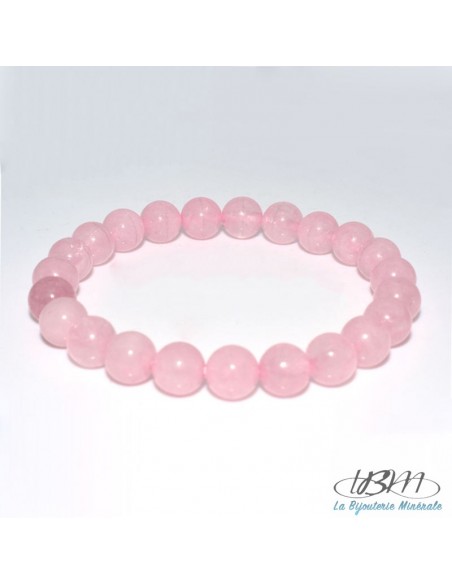 Bracelet en perles de 4, 6, 8, 10  ou 12mm en quartz rose par La Bijouterie Minérale
