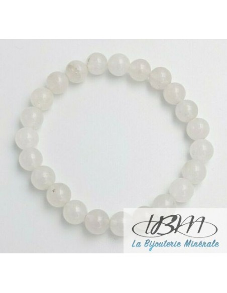 Bracelet standard perles de 8mm en Calcédoine blanche par La Bijouterie Minérale
