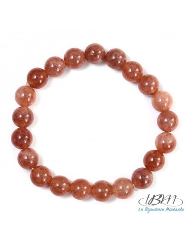 Bracelet standard perles de 8mm en Pierre de Soleil (Sunstone) par La Bijouterie Minérale