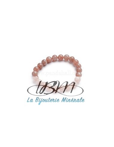 Bracelet standard perles de 8mm en Pierre de Soleil (Sunstone) par La Bijouterie Minérale