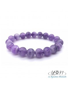 Bracelet standard perles de 8 mm en Améthyste Chevron par La Bijouterie Minérale 2
