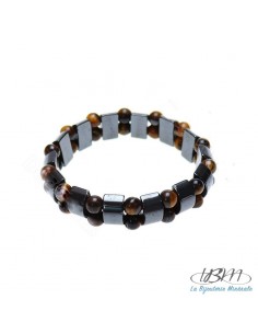 Bracelet homme-perles de 8 mm en Hématite et Oeil de tigre par La Bijouterie Minérale