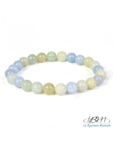 Bracelet standard perles de 8 mm en Aigue-Marine  par La Bijouterie Minérale