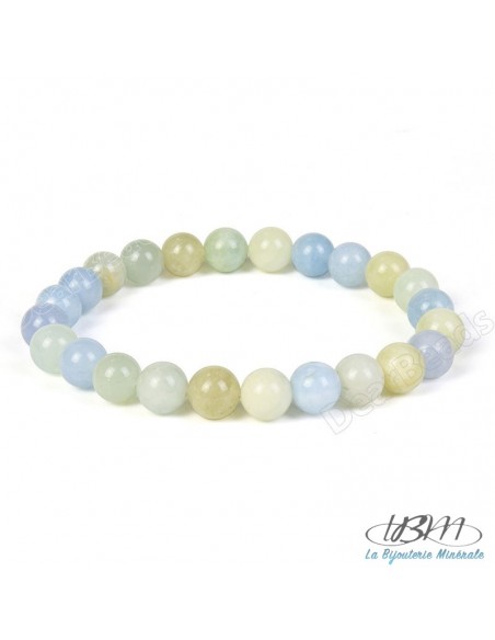Bracelet standard perles de 8 mm en Aigue-Marine  par La Bijouterie Minérale
