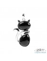 Pendentif chat Obsidienne Noire sur support argenté . La Bijouterie Minérale