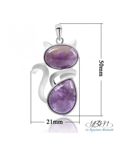 Taille des pendentif chat pierre naturelle sur support argenté . La Bijouterie Minérale
